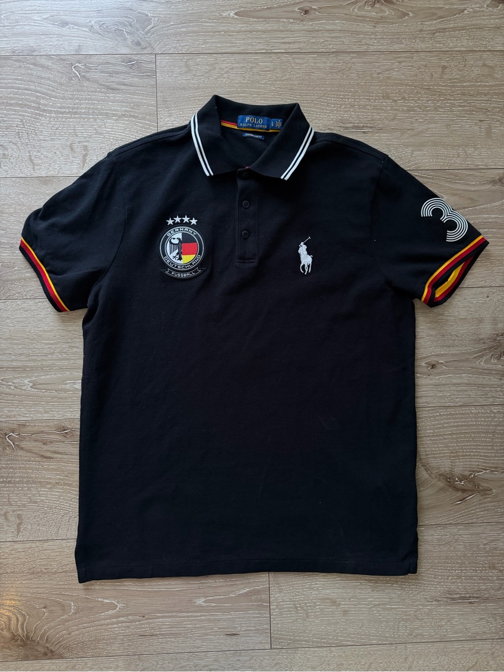 Polo by Ralph Lauren Men's Big Polo Germany Black Embroidered Crest Polo Shirt
